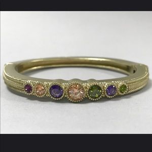 Matte Bangle with Multicolor Cubic Zirconia Station-Boutique